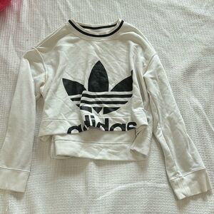 Adidas cropped black and white crew neck crop sweater